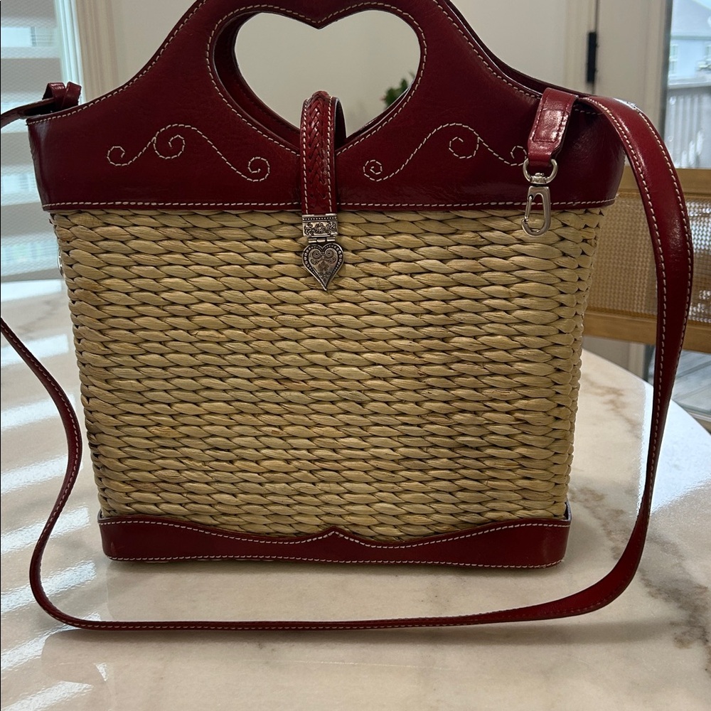 Brighton Red and Tan Woven Shoulder Bag